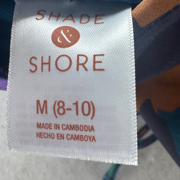 NWT Shade & Shore Women's Medium Floral Print Ruched Tie Front Bikini Top - Picture 5 of 9